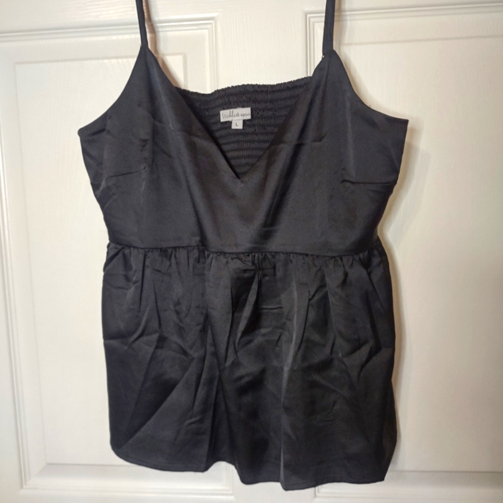 Wishlist apparel Silky Black Tank Top size Large NWOT